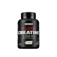 Suplement diety Weider Pure Creatine w kapsułkach, 3000 mg kreatyny na porcję. Idealny dla osób trenujących na siłowni, wspierający budowę masy mięśniowej.